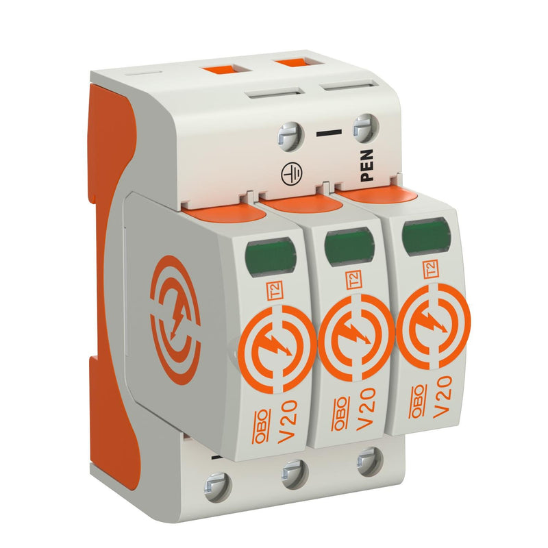 OBO Bettermann - Überspannungsableiter für Energietechnik/Stromversorgung SurgeController V20 V20-3-280 dreipolig − 1 Stück