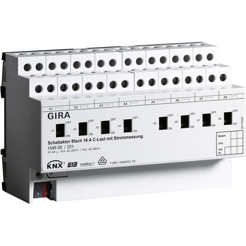 Gira - Bussystem-Schaltaktor Schaltaktor 8fach REG 104600 KNX/EIB 16A C-Last