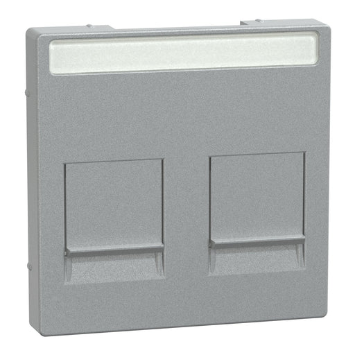 Merten - Einsatz/Abdeckung für Kommunikationstechnik Zentralplatte 2f.alu MEG4564-0460 f.Mod.Jack Schr.feld