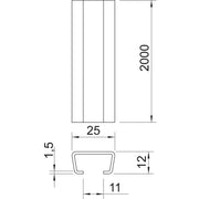 OBO Bettermann - Stiel/Profilschiene Profilschiene ungelocht CL2512UP2000FT Schlitzweite 11mm − 2 Meter