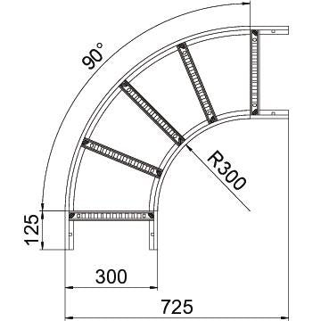 OBO Bettermann - Bogen für Kabelleiter Bogen LB 90 630 R3 FS 90 Grad