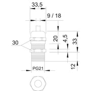 OBO Bettermann - Kabelverschraubung V-TEC L PG21 MS mit langem Anschluss − 25 Stück