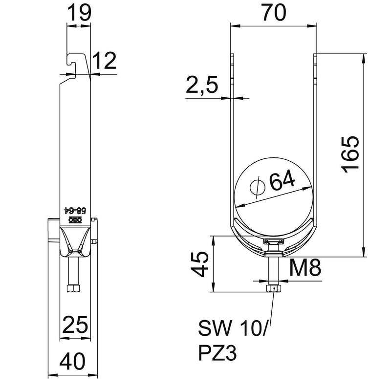 OBO Bettermann - Bügelschelle BS-U2-K-64 FT 2-fach − 50 Stück