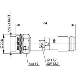 Telegärtner - Pegelsteller N-Dämpfungsglied 20dB(M 100024162 50Ohm,1W