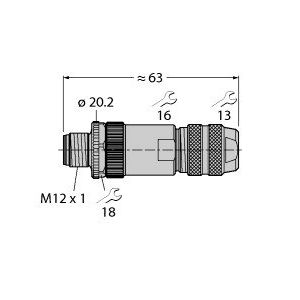 Turck - Rundsteckverbinder, feldkonfektionierbar (Industriesteckverbinder) Stecker CMBS8181-0 − 1 Stück