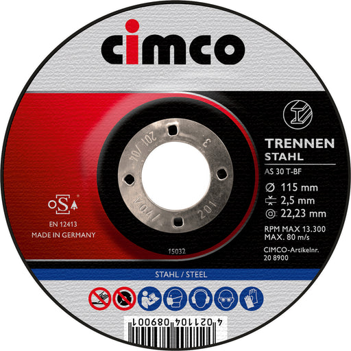 Cimco Werkzeuge - Trenn-/Schleifscheibe Korund-Trennscheibe 208902 Stahl D=125mm