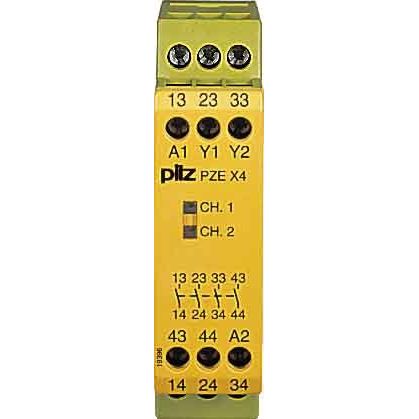 Pilz - Gerät zur Überwachung von sicherheitsgerichteten Stromkreisen Kontakterweiterungsblock PZE X4 #774585 24VDC 4n/o