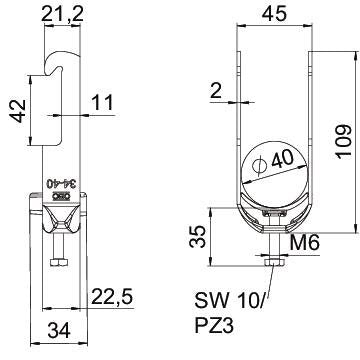 OBO Bettermann - Bügelschelle BS-W1-K-40 A2 34-40mm − 25 Stück