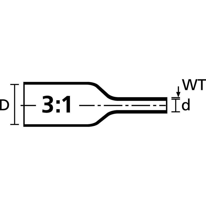 HellermannTyton - Schrumpfschlauch Warmschrumpfschlauch TULT9-3BK PO-X BK 72 9:3, schwarz − 72 Meter