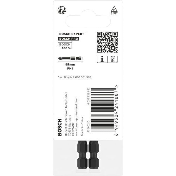 Bosch - Bit PRO Phillips Impact Bit, 2608522519VE(2) PH1, 55 mm, 2-tlg