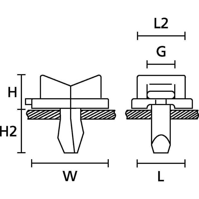 HellermannTyton - Befestigungssockel und -element für Kabelbinder Keilsockel TY5K2 PA66HS NA 100 14x12mm − 100 Stück