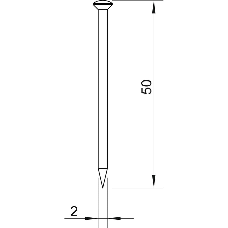OBO Bettermann - Nagel Stahlnadel gehärtet 362 50 BK 2x50mm Stahl blank − 100 Stück