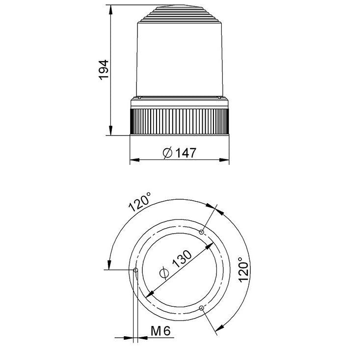 Grothe - Rundumkennleuchte Drehspiegelleuchte DSL 7302 rot 12/24V 160U/min