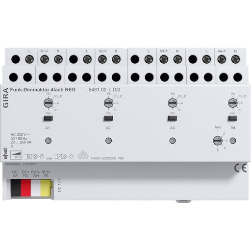 Gira - Bussystem-Dimmaktor Funk Dimmaktor REG 4fach 543100