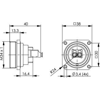 Telegärtner - Modularer Steckverbinder TOC Flanschset IP68 100007404 LC Duplex Kupplung