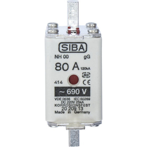 Siba - Messersicherung NH-Sicherungseinsatz 2020913.63 63A NH00 gG 690V − 3 Stück