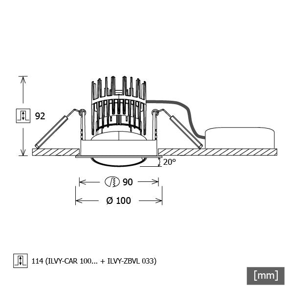 LTS Licht&Leuchten - Downlight/Strahler/Flutlicht LED-Einbaustrahler ILVY-CAR100 #658467 TW, DALI, ws