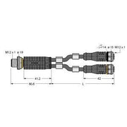 Turck - Passiver Sensor-/Aktor-Verteiler (mit Leitung) Zweifachverteiler VBRS4.42RKC4T5/5/TXL