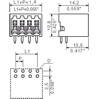 Weidmüller - Leiterplattensteckverbinder LP Verbinder B2L/S2L S2L-SMT3.5/16/90G SN − 60 Stück