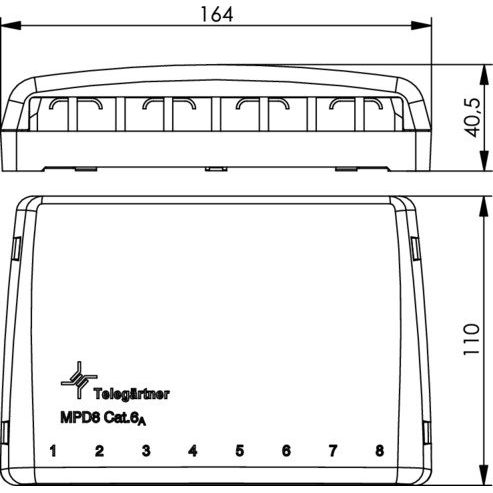 Telegärtner - Patchpanel Kupfer Mini-Verteiler leer 100021392 MPD8 apws TH35