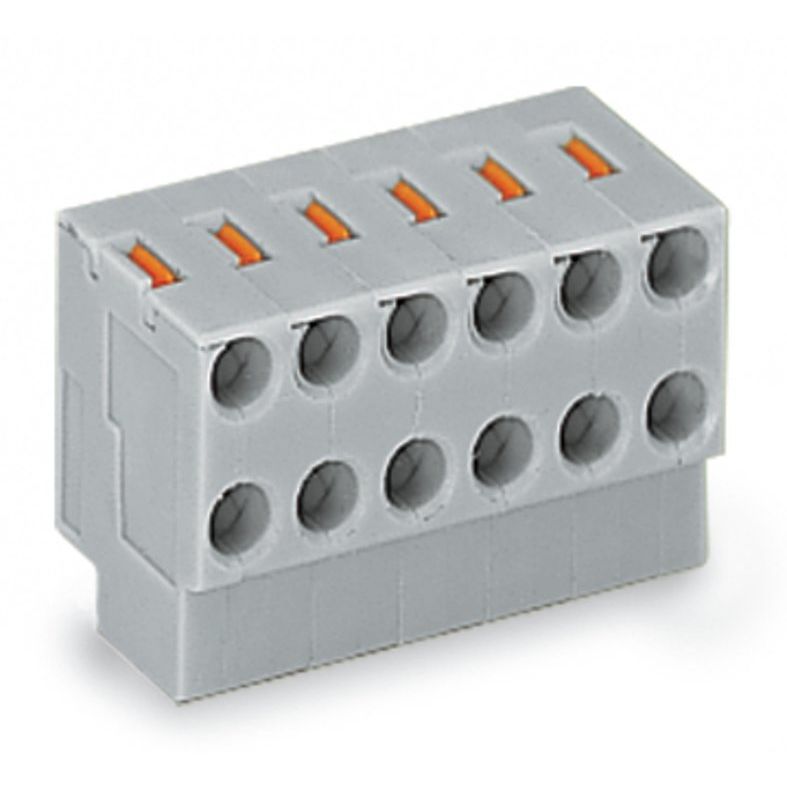 WAGO - Leiterplattenklemme 2-Leiter-Federleiste 252-157 PUSH WIRE,grau − 100 Stück