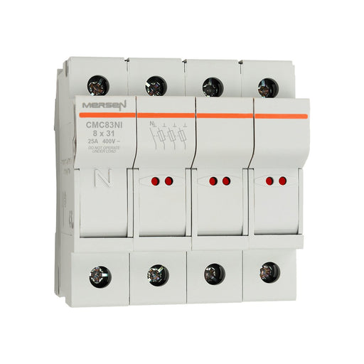 Mersen - Halter für zylindrische Sicherung Sicherungshalter CMC83NI 8x31 AC500V 25A 3+N − 3 Stück