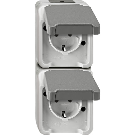 Merten - Steckdose SCHUKO-Doppel-Steckdose MEG2328-8029 lichtgrau