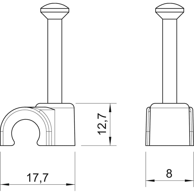 OBO Bettermann - Nagelschelle (für Kabel) Iso-Nagel-Clip 2010 45 LGR 10mm − 100 Stück