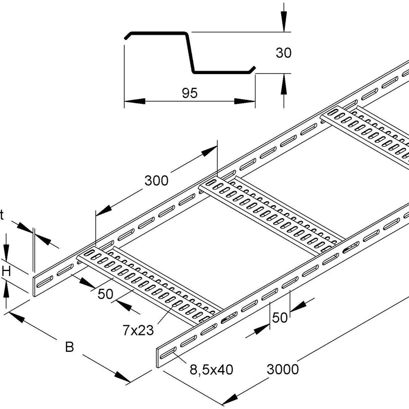 Niedax - Kabelleiter KLMZLL 40.450-300 F 40x450mm − 3 Meter