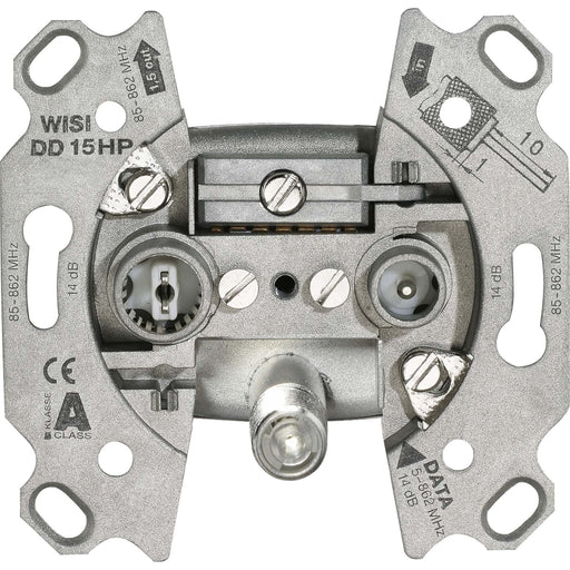 Wisi - Antennensteckdose Durchgangsdose, 14 dB DD15 HP 3-Loch, KDG zert