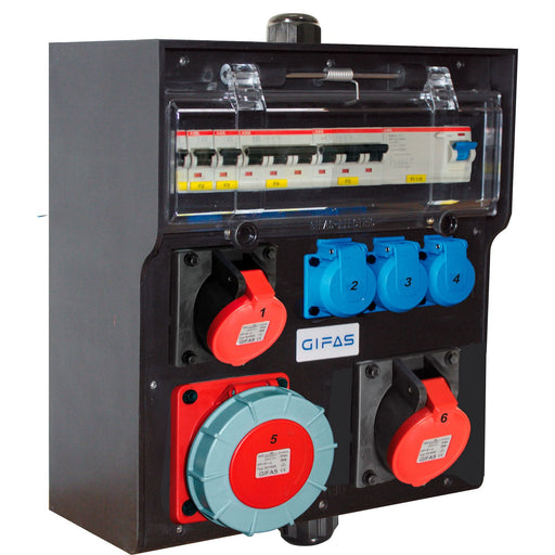 Gifas Electric - CEE-Steckdosen-Kombination (IEC 60309) Vollgummi-Wandverteiler 776-3103C63.003PO7