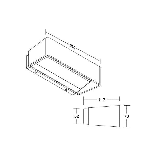 Brumberg Leuchten - Decken-/Wandleuchte LED-Wandanbauleuchte 65051103 3000K, graphit