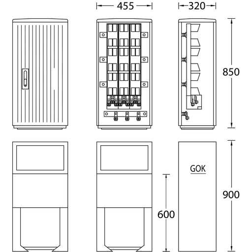 uesa - Kabelverteilerschrank IP44 B030 Standard 850x455x320mm