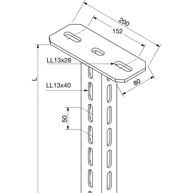 Rico - Hängestiel für Kabeltragsystem Hängestiel 16A9-800 U60x40 800mm lg