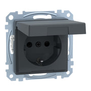 Merten - Steckdose SCHUKO-Steckdose anth MEG2314-0414 Klappdeckel IP44
