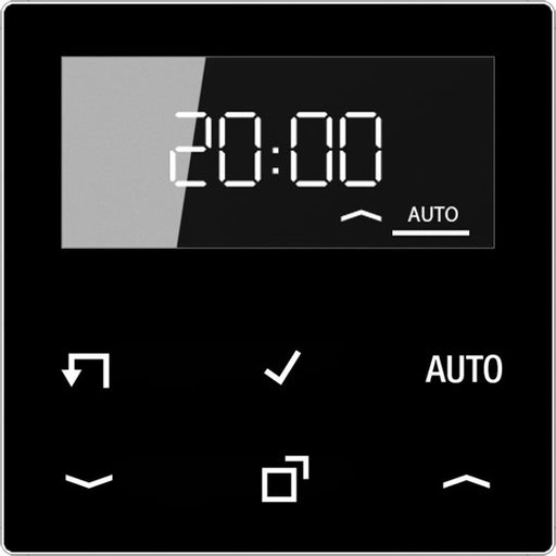 Jung - Zeitschalter für Installationsschalterprogramme Timer Standard, Display A 1750 D SW Echtglasfront