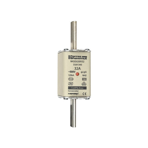 Mersen - Messersicherung Sicherungseinsatz NH gG NH2GG50V32 Gr.2 32A sfü KM − 3 Stück