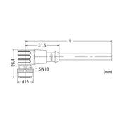 WAGO - Konfektioniertes Sensor-Aktor-Kabel Sensor-/Aktorleitung M12A 756-5302/030-100 Bu., winklig,3-polig − 1 Stück