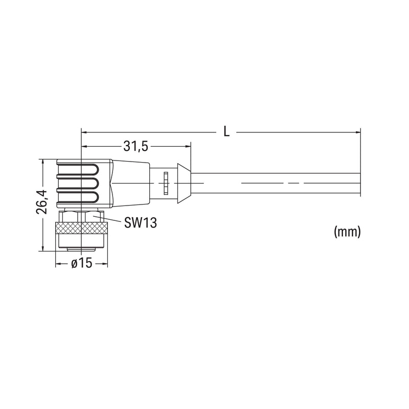 WAGO - Konfektioniertes Sensor-Aktor-Kabel Sensor-/Aktorleitung M12A 756-5302/030-100 Bu., winklig,3-polig − 1 Stück