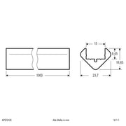 EVN Lichttechnik - Mechanisches Zubehör/Ersatzteile für Leuchten Eck-Profil APES100 100cm-alu eloxiert