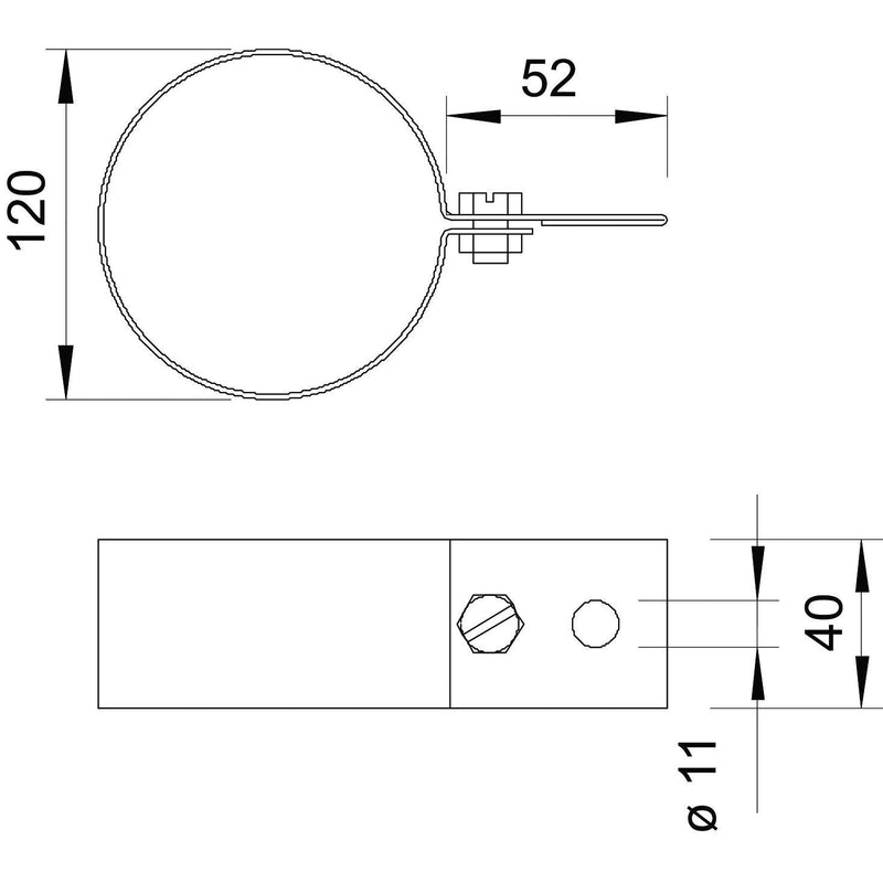 OBO Bettermann - Rohrschelle für Blitzschutz Regenrohrschelle 301 DIN-120 vz − 10 Stück