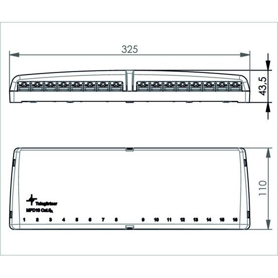 Telegärtner - Patchpanel Kupfer Mini-Verteiler TH35/AP 100007004 MPD16-HS K, Cat.6A