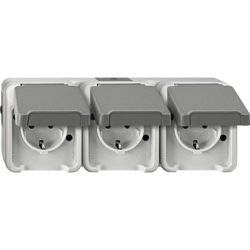 Merten - Steckdose SCHUKO-Dreifach-Steckdose MEG2390-8029 lichtgrau