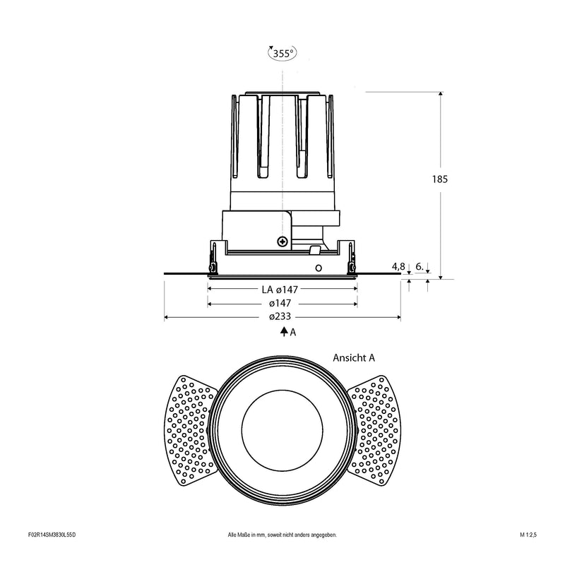 EVN Lichttechnik - Downlight/Strahler/Flutlicht LED-Einbauleuchte modular F02R14SM3830L55D Konfigurationstype