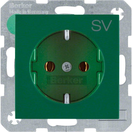 Berker - Steckdose SCHUKO-Steckdose gn/gl 47438903 mit Aufdruck