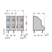 WAGO - Leiterplattenklemme DoppelstockLeiterplattenk. 736-704 2,5mm² − 49 Stück