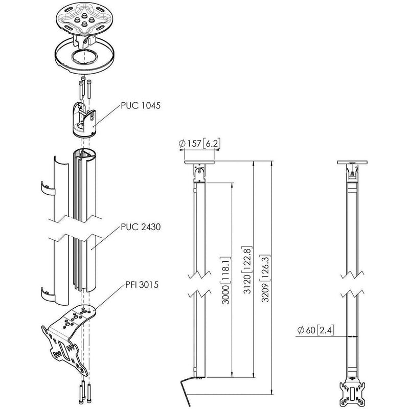Vogels - Halterung für Audio-/Videosysteme Einzelprofil VESA 100x100 CT243011 sw Connect-It,300cm