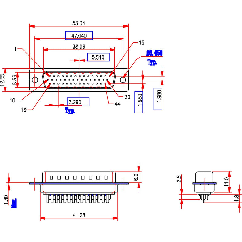 EFB-Elektronik - D-Sub-Steckverbinder D-Sub Lötstecker 34505.1 E-HDS 44 LL/Z