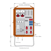 Walther Werke - Baustromverteiler Verteilerschrank DEM100-V1 69kVA, 3 RCD TypA