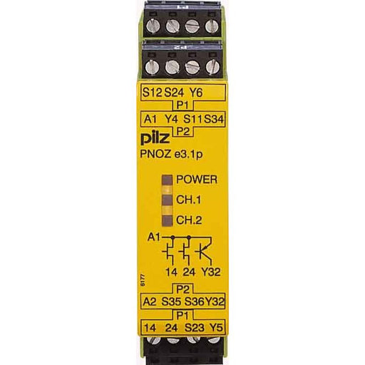 Pilz - Gerät zur Überwachung von sicherheitsgerichteten Stromkreisen Sich.sensor.Auswertegerät PNOZ e3.1p #774139 24VDC 2so